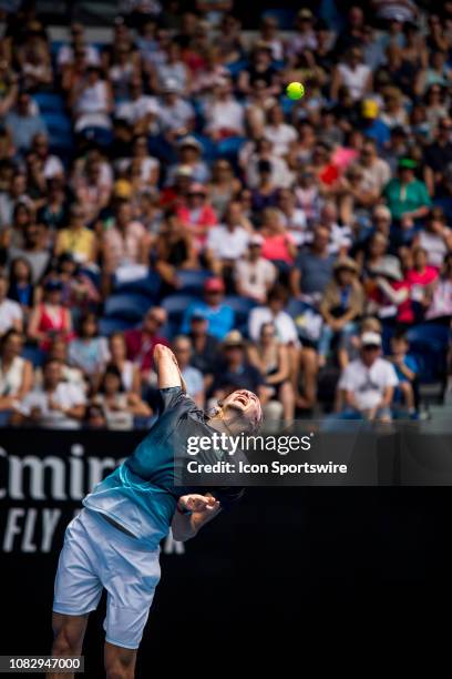 Alexander Zverev of Germany serves the ball during day 2 of the Australian Open on January 15 2019, at Melbourne Park in Melbourne, Australia.