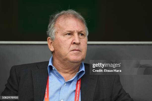 Zico looks on prior to the match between Kashima Antlers and CD Guadalajara on December 15, 2018 in Al Ain, United Arab Emirates.