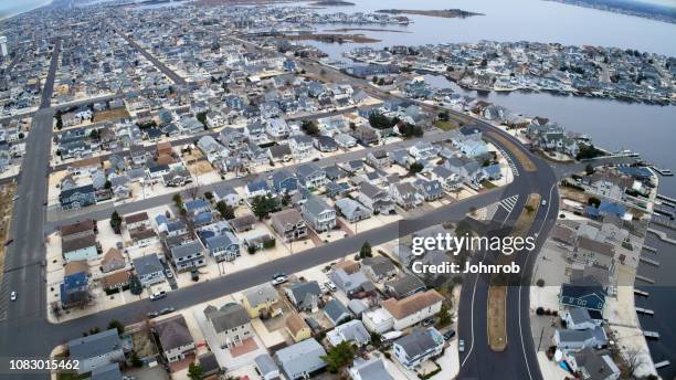 town of lavallette new jersey looking south - new jersey stock pictures, royalty-free photos & images