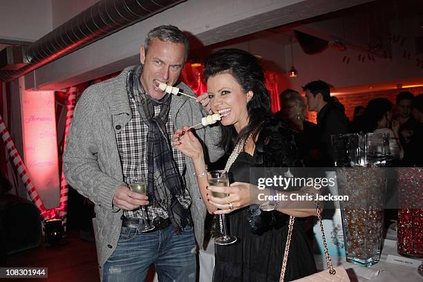 Mark Foster and Karen Hardy attends the 'Thorntons Celebrate 100 Years' party at Shoreditch House on January 24, 2011 in London, England.