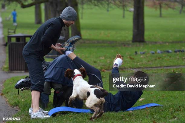 George Lamb works out in Primrose Hill on January 25, 2011 in London, England.