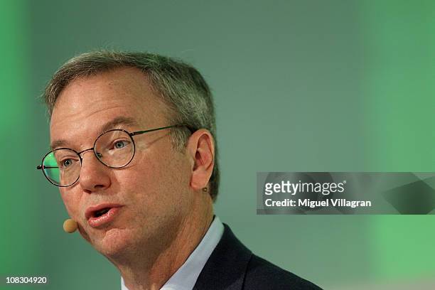 Google Chairman and CEO Eric Schmidt delivers the closing keynote speech at the Digital Life Design conference at HVB Forum on January 25, 2011 in...
