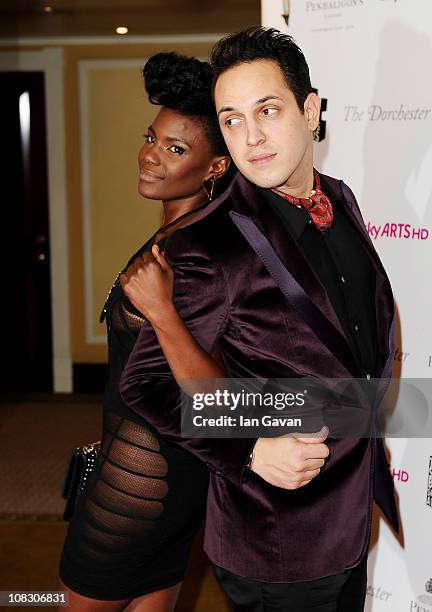 Singer Shingai Shoniwa and musician Dan Smith of the Noisettes attends the South Bank Sky Arts Awards at The Dorchester on January 25, 2011 in...