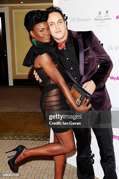 Singer Shingai Shoniwa and musician Dan Smith of the Noisettes attends the South Bank Sky Arts Awards at The Dorchester on January 25, 2011 in...