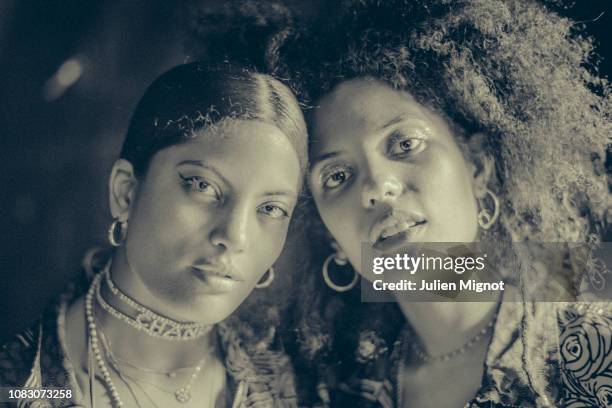 Singers IBEYI pose for a portrait at We Love Green Festival on June 2018 in Paris, France.