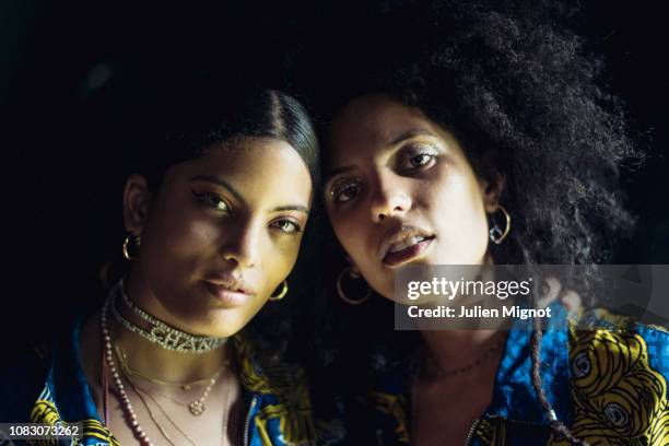 Singers IBEYI pose for a portrait at We Love Green Festival on June 2018 in Paris, France.