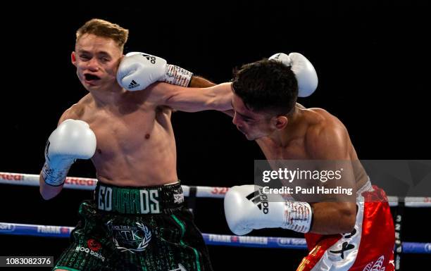 Sunny Edwards v Junior Granados for the WBO International Super-Flyweight Championship at Brentwood Centre on December 15, 2018 in Brentwood, England.