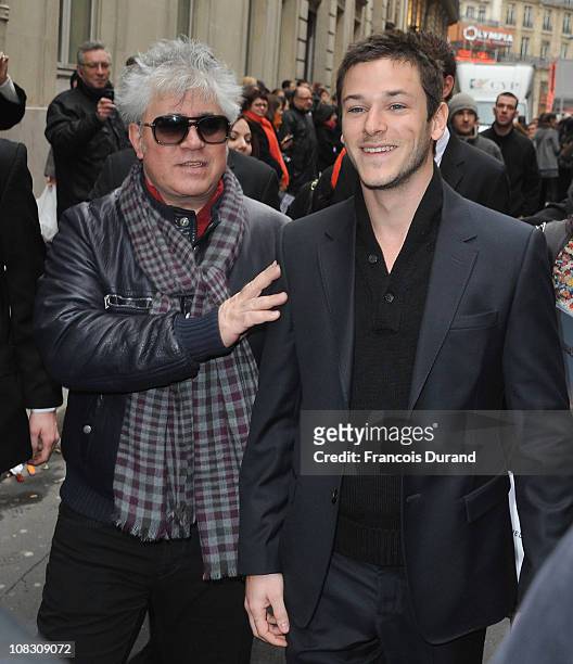 Pedro Almodovar and Gaspard Ulliel arrive at Pavillon Cambon to attend the Chanel show as part of the Paris Haute Couture Fashion Week Spring/Summer...