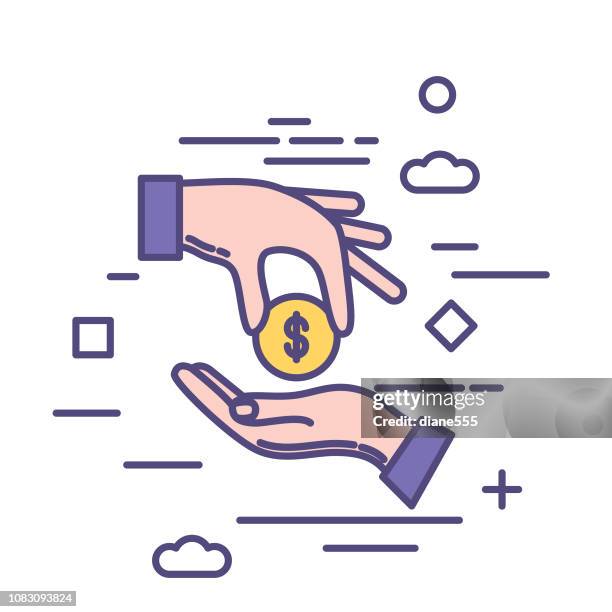 aushaendigen münze kreditkartengeschäft dünne linie und finance-symbol - bekommen stock-grafiken, -clipart, -cartoons und -symbole