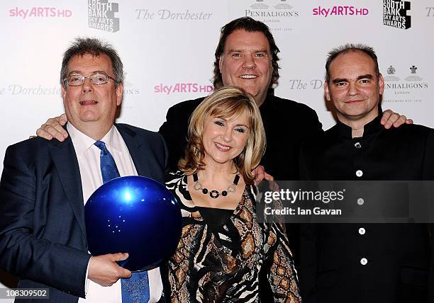 Winners of the South Bank Sky Arts Awards: Opera Die Meistersinger von Nurnberg, Welsh National Opera pose with presenter Lesley Garrett in the press...