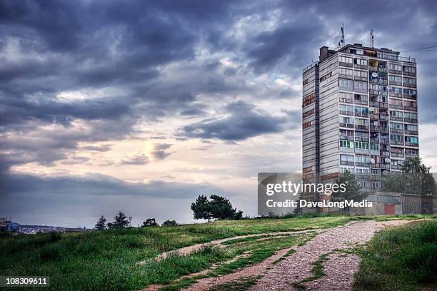 appartments on a hill - pristina stockfoto's en -beelden