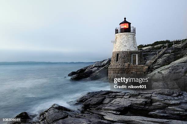 castle hill lighthouse, newport rhode island - newport rhode island stock pictures, royalty-free photos & images