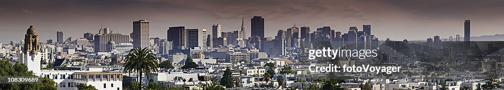 San Francisco downtown city skyline from Dolores Park panorama California