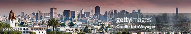 san francisco downtown city skyline from dolores park panorama california - mission district stock pictures, royalty-free photos & images