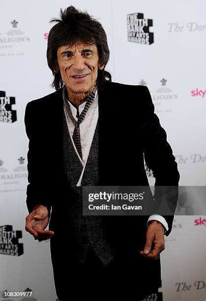 Musician Ronnie Wood poses in the press room at the South Bank Sky Arts Awards at The Dorchester on January 25, 2011 in London, England.