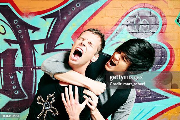 two men fighting - chokehold stock pictures, royalty-free photos & images