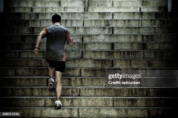 runner training on stair intervals - exercise motivation stock pictures, royalty-free photos & images