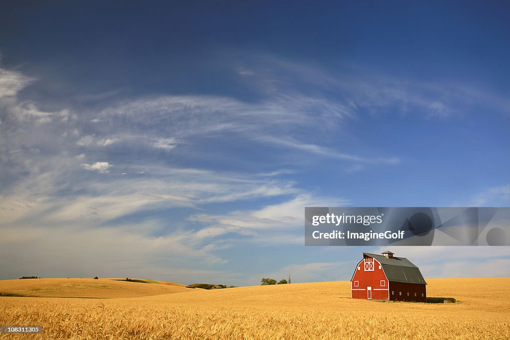 Rote Scheune in der Prairie