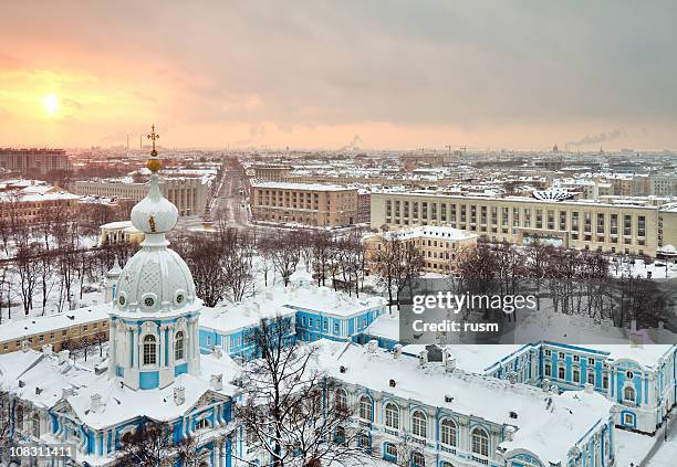 st. petersburg winter cityscape, russia - st petersburg russia winter stock pictures, royalty-free photos & images