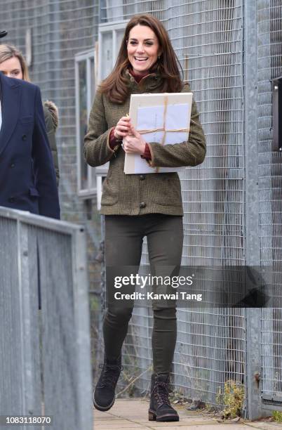 Catherine, Duchess of Cambridge departs after visiting King Henry's Walk Garden on January 15, 2019 in London, United Kingdom.