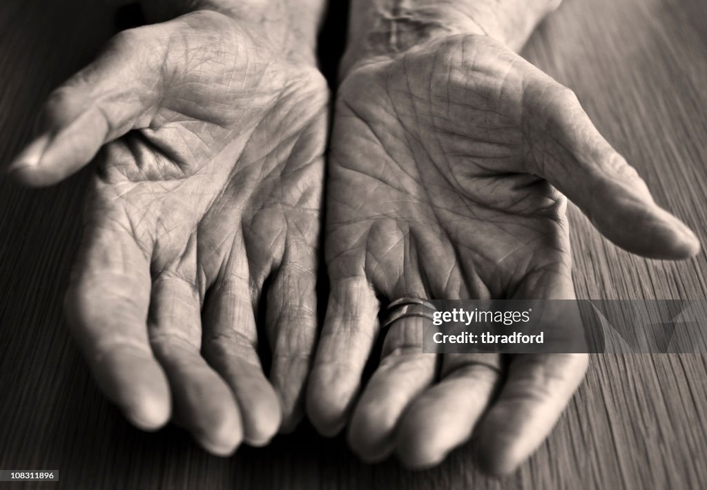 Elderly Womans Open Hands