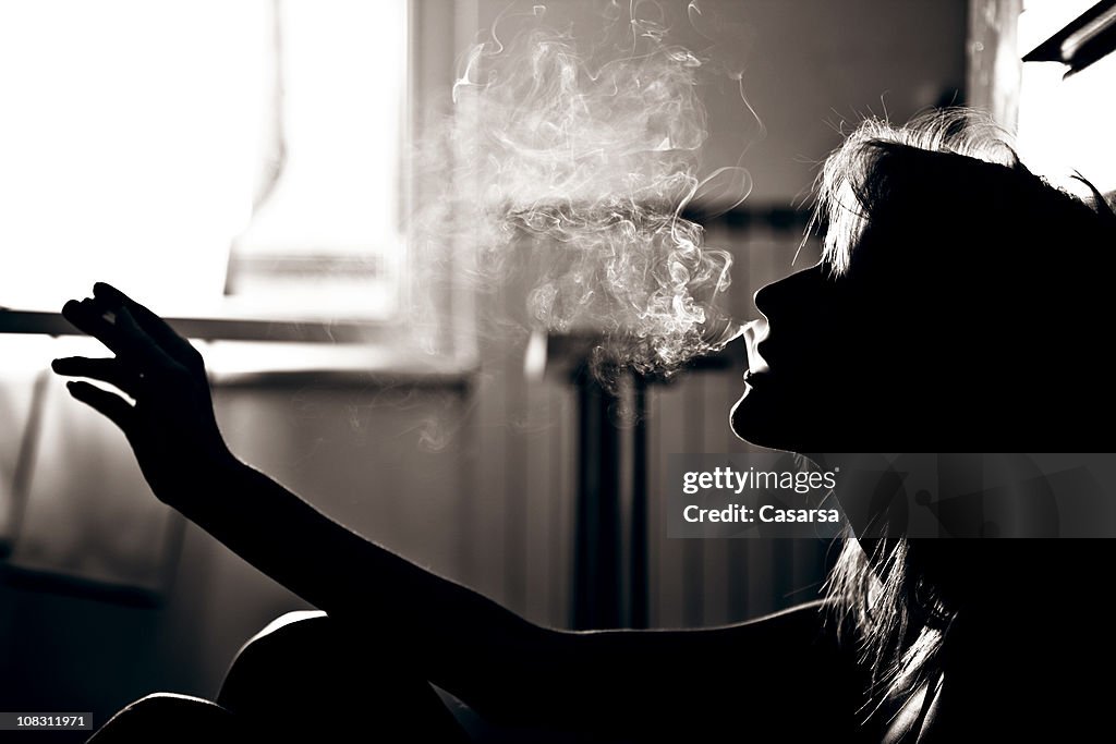 Young girl smoking