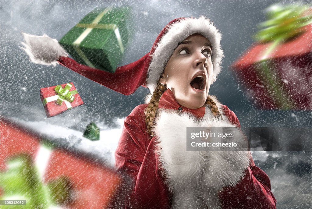 Santa cought in a gift storm