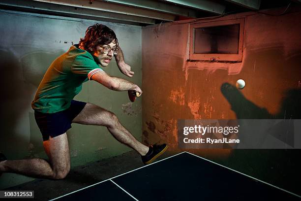 vintage mustache ping pong player - funny ping pong stock pictures, royalty-free photos & images