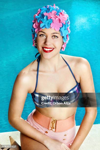 pin up girl - women swimming pool retro bildbanksfoton och bilder