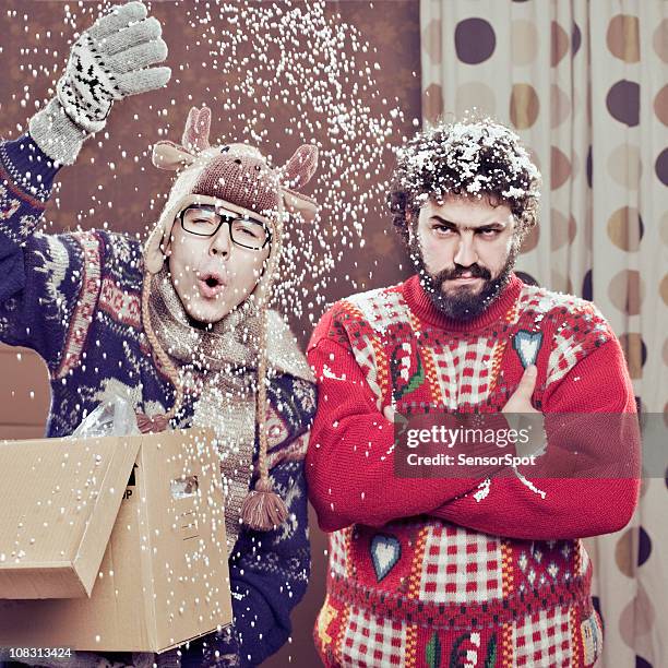 fake snow for real people - xmas eps stockfoto's en -beelden