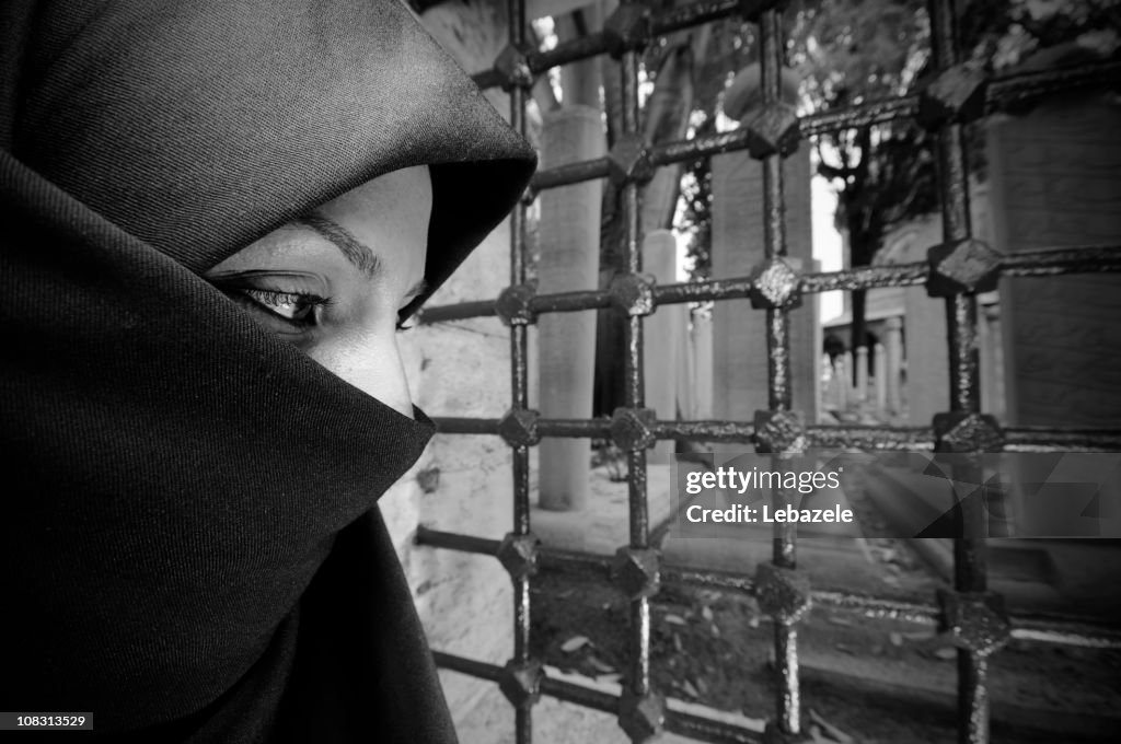 Muslim Woman at Graveyard