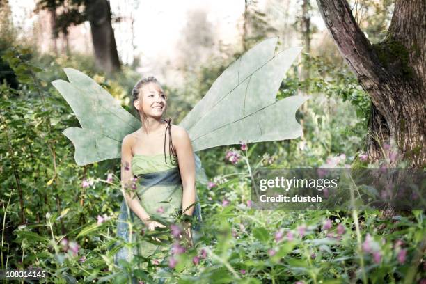 fairy in the woods - fairy stock pictures, royalty-free photos & images