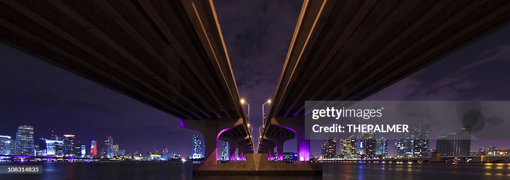 Panorama do MacArthur Causeway em Miami