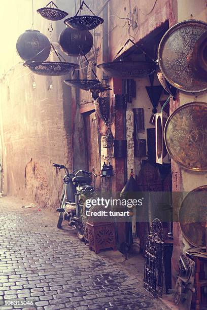 antique shop, marrakesh, morocco - asian market stock pictures, royalty-free photos & images