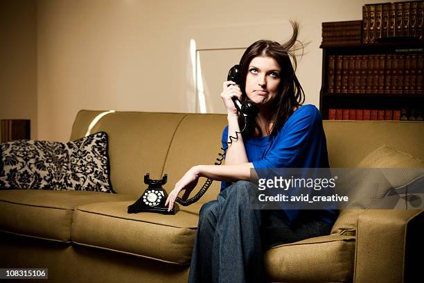 frustrating phone call - angry woman vintage stock pictures, royalty-free photos & images