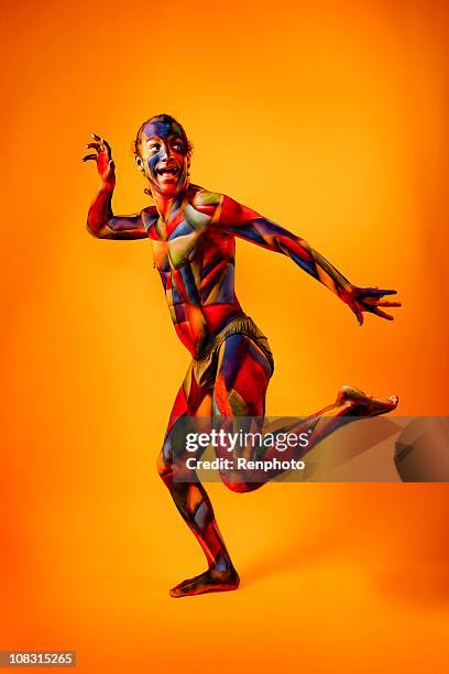 colorful cubism body paint - cubism stock pictures, royalty-free photos & images