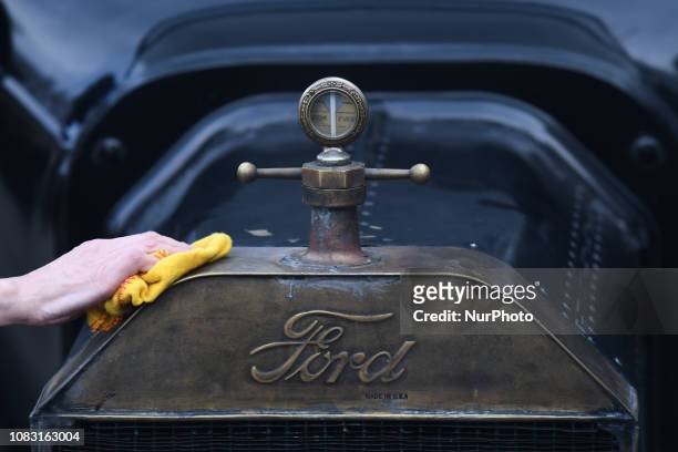 Logo of Ford, seen on 1920's Ford Model T, during the launch of the Houses of the Oireachtas programme of events for Dail100. On Tuesday, January 15...