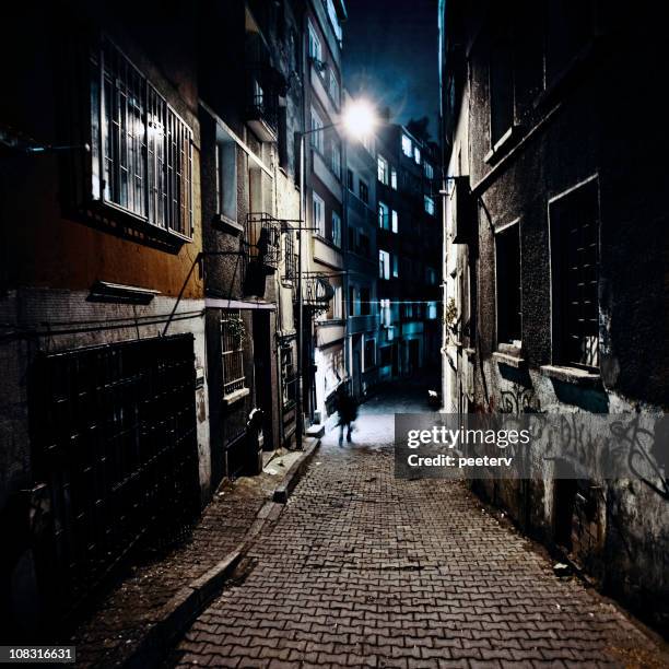 dark alley. - dark street stock pictures, royalty-free photos & images