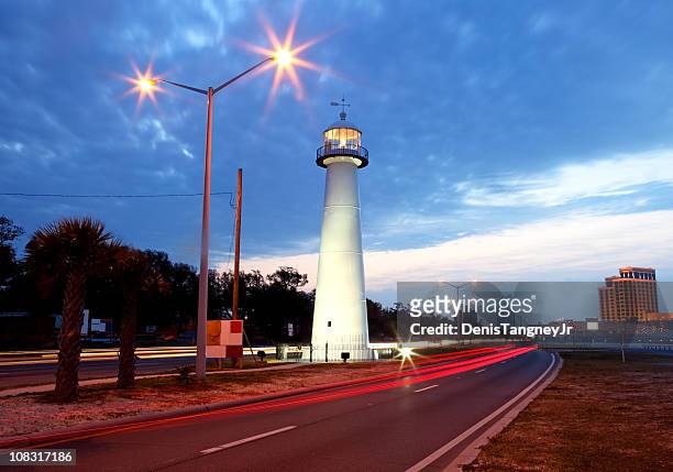 biloxi lighthouse - mississippi v texas stockfoto's en -beelden