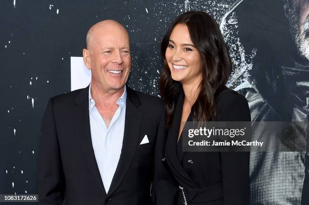 Bruce Willis and Emma Heming attend the "Glass" New York Premiere at SVA Theater on January 15, 2019 in New York City.