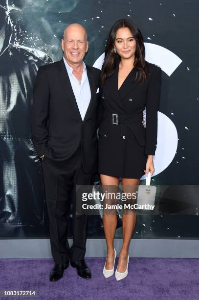 Bruce Willis and Emma Heming attend the "Glass" New York Premiere at SVA Theater on January 15, 2019 in New York City.