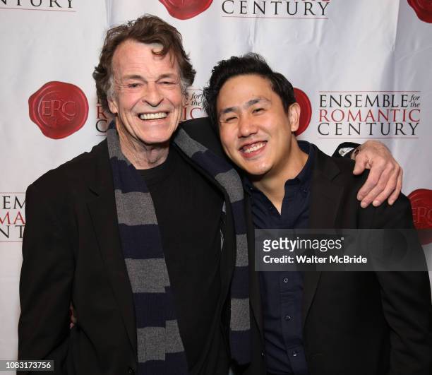 John Noble and Henry Wang attend the opening night celebration for the Ensemble for the Romantic Century Off-Broadway premiere of "Maestro" at the...