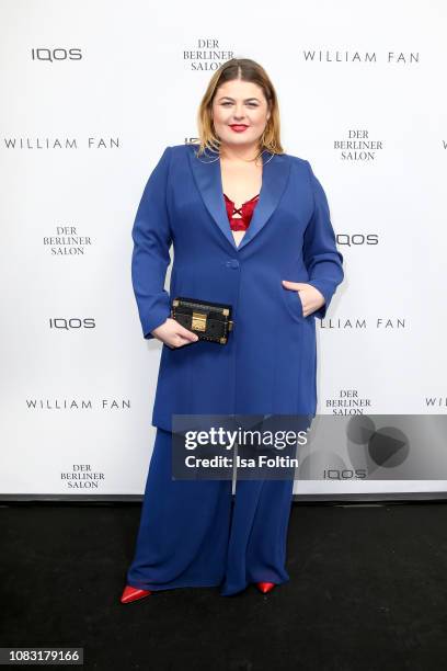 German singer Alina Wichmann alias Alina arrives at the William Fan Defile during 'Der Berliner Salon' Autumn/Winter 2019 at Knutschfleck on January...