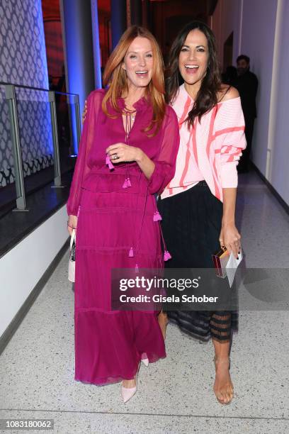 Esther Schweins and Bettina Zimmermann during the Marc Cain Fashion Show Autumn/Winter 2019 at Deutsche Telekom's representative office on January...