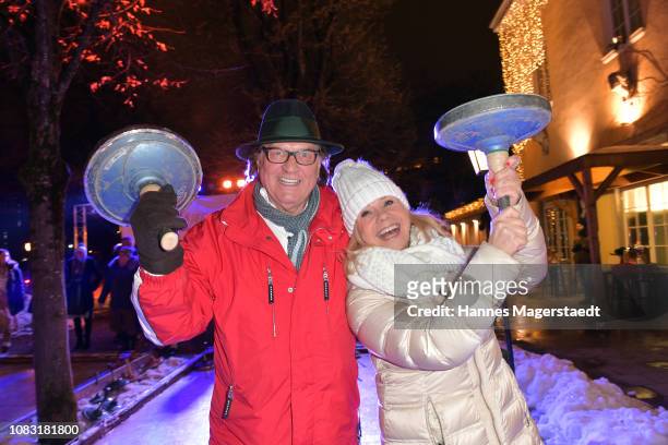 Marianne Hartl and her husband Michael Hartl attend the Angermaier 'Eisstock - WM' at Park Cafe on January 15, 2019 in Munich, Germany.
