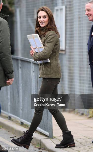 Catherine, Duchess of Cambridge departs after visiting King Henry's Walk Garden on January 15, 2019 in London, United Kingdom.