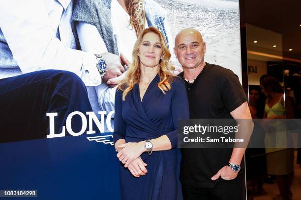 Steffi Graf and Andre Agassi attends the Longines Melbourne Boutique Launch on January 16, 2019 in Melbourne, Australia.