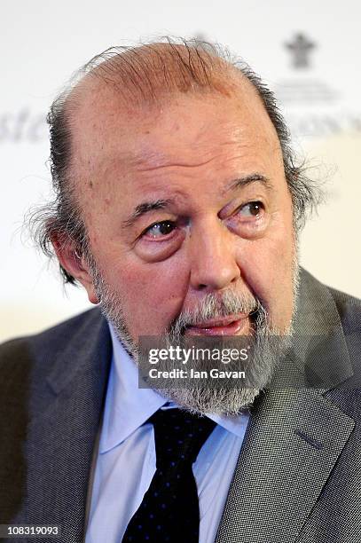 Sir Peter Hall poses in the press room at the South Bank Sky Arts Awards at The Dorchester on January 25, 2011 in London, England.