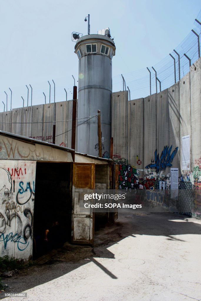 A watch tower seen alongside the Israeli West Bank.
The...