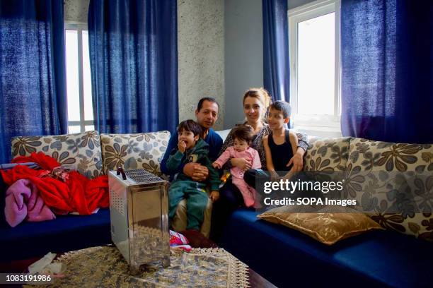 Palestinian refugee family seen at their home in Dheisheh Refugee Camp.